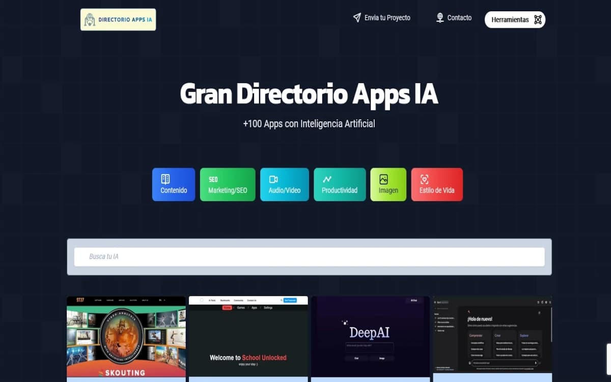 Directorio de aplicaciones webs con inteligencia artificial.